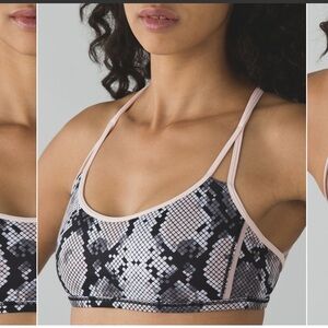 Lululemon Athletica Lighten Up Ziggy Snake Bra - Butter Pink and Black 6